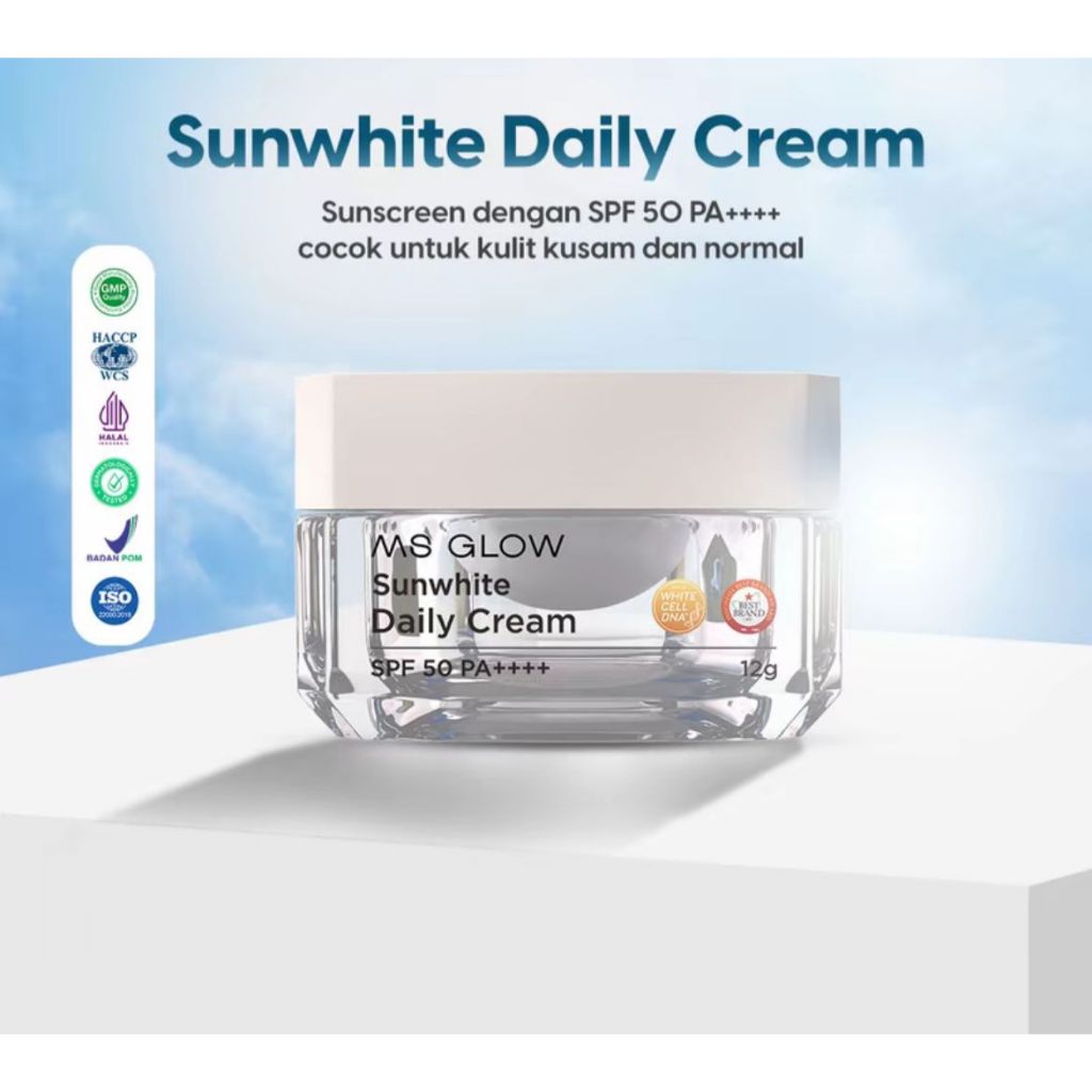 SUNWHITE DAILY CREAM SPF 50 mencerahkan wajah