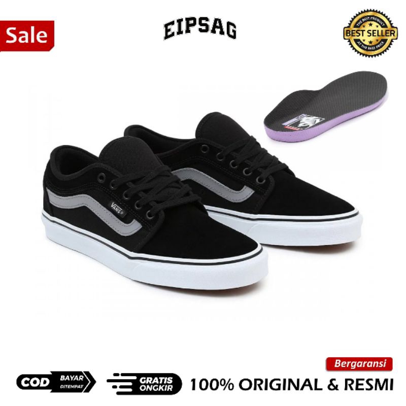 Skate Chukka Low Sidestripe Black Grey White RESMI ORIGINAL