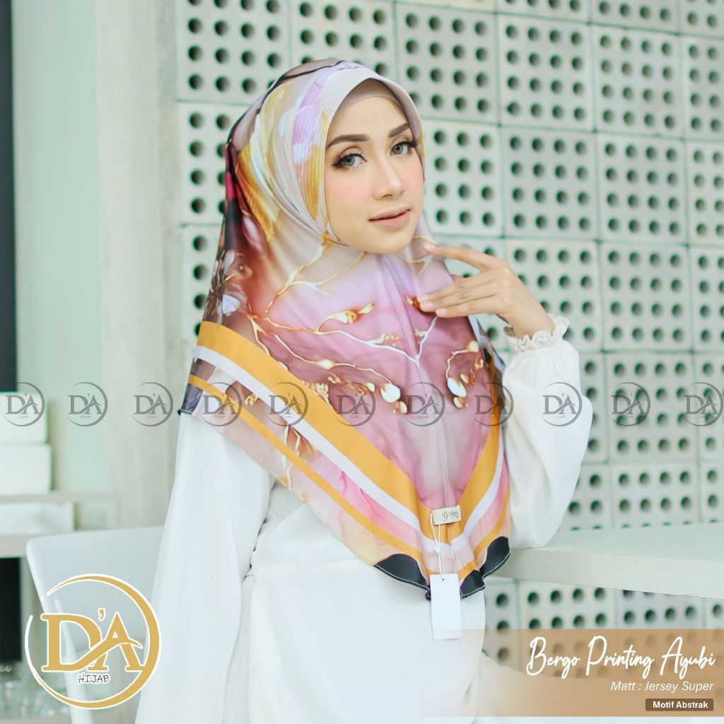 Bergo Printing Ayubi Abstrak Jersey Premium Motif Kerudung Wanita Instan Abstrak Jilbab Muslim Panja