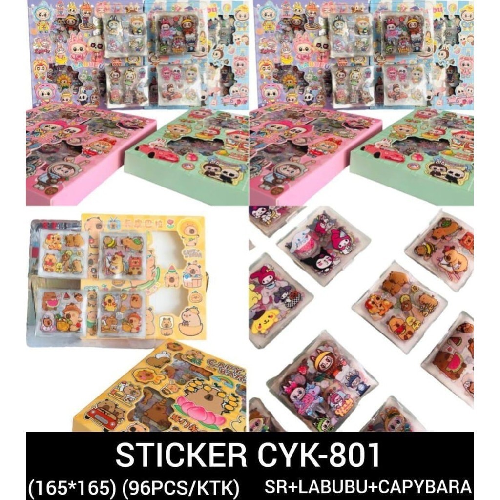 

*DUNIA PESTA* STIKER CYK-801 / STIKER MAINAN ANAK / STIKER LABUBU / STIKER CAPYBARA