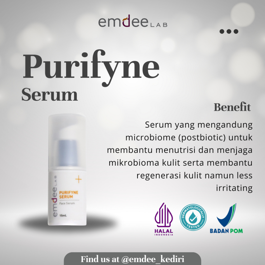 Emdee Lab Purifyne Serum - Serum khusus kulit wajah berjerawat 15mL