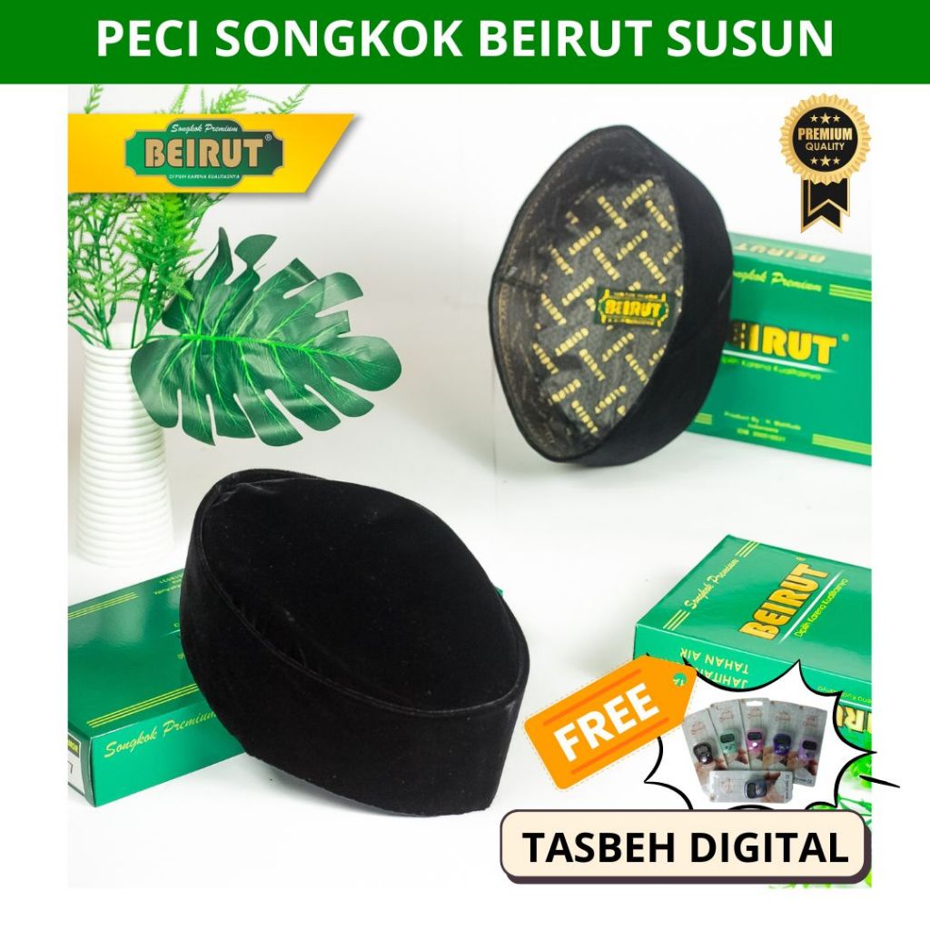 Songkok Hitam Susun, Peci Songkok Hitam, Songkok Hitam Polos, Peci Hitam Polos, Songkok Beirut Susun