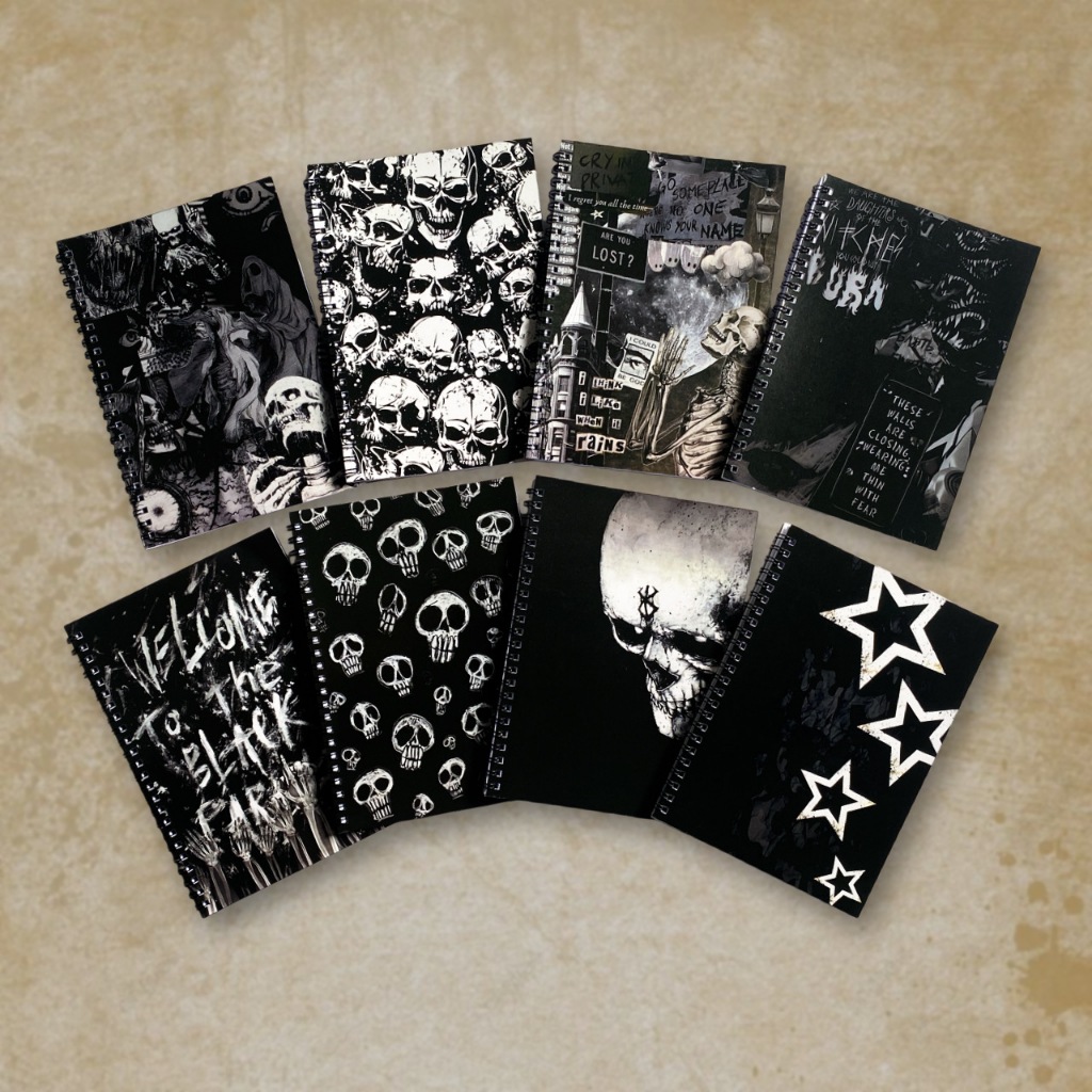 

NoteBook Spiral A5 Dark Core Skull Emo Berserker Black Ghost Sadako Buku Catatan Sekolah Murah