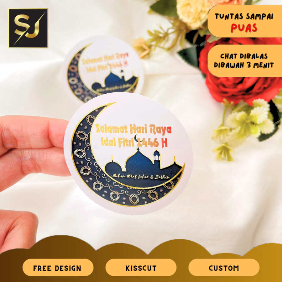 

5-8 Sangajaya Stiker Label Lebaran Bulat Sticker Idul Fitri Custom Free Desain Spesial Ramadan Eid