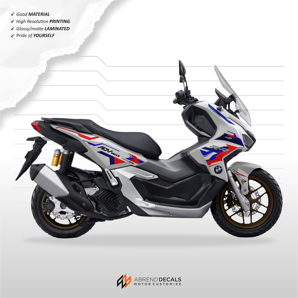 STRIPING HONDA ADV 160 GRAFIS BMW TRI COLOR DESIGN CUSTOM STOCK DECAL STIKER