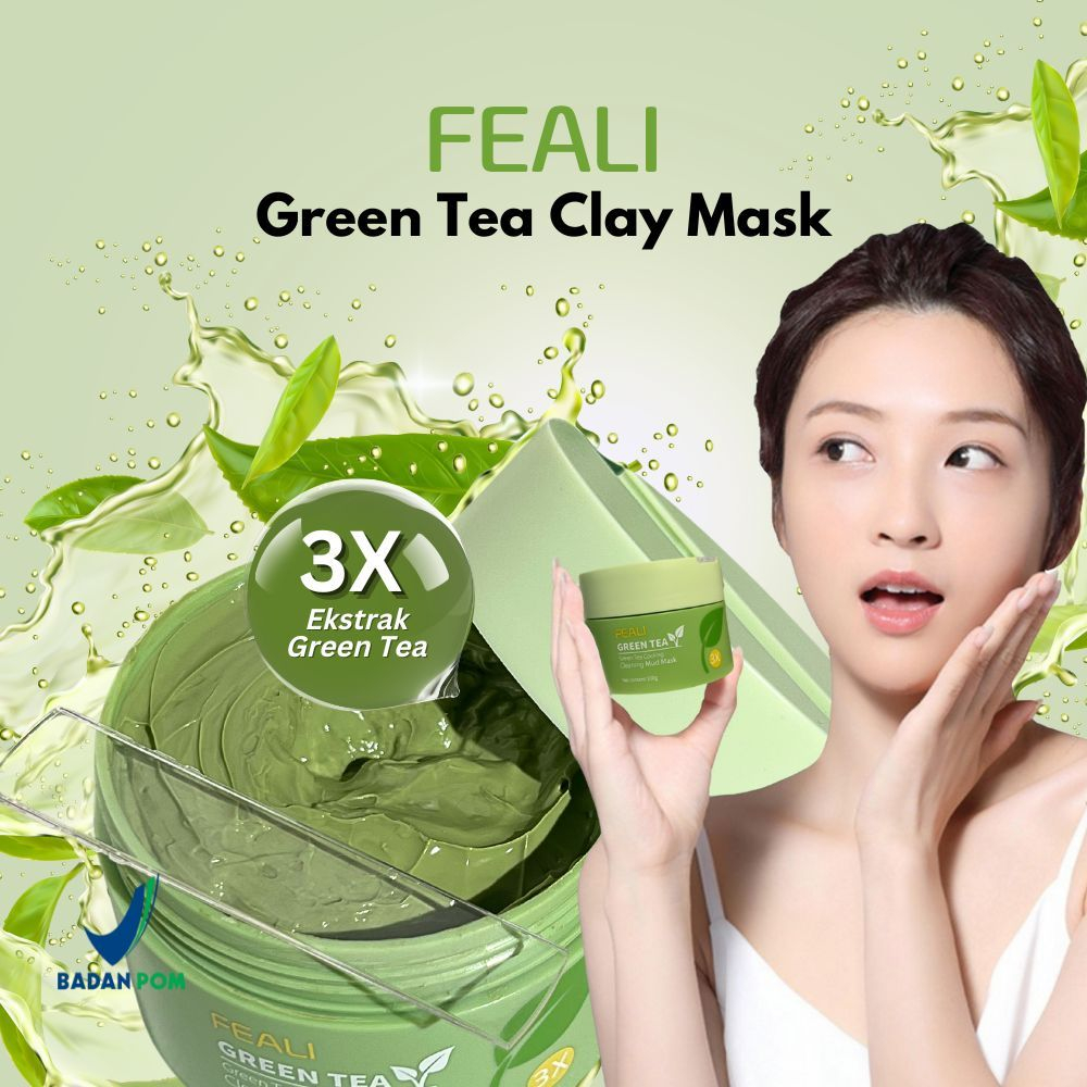 [BPOM] FEALI Green Tea Clay Mask Masker Wajah Green Tea Pore Clean Clay Mask - 100gr