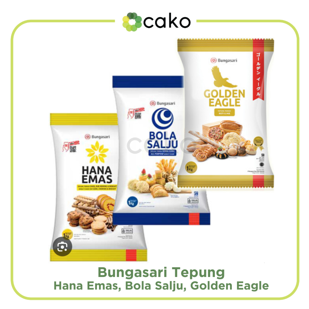 

Tepung Bungasari 1kg Hana Emas, Bola Salju, Golden Eagle