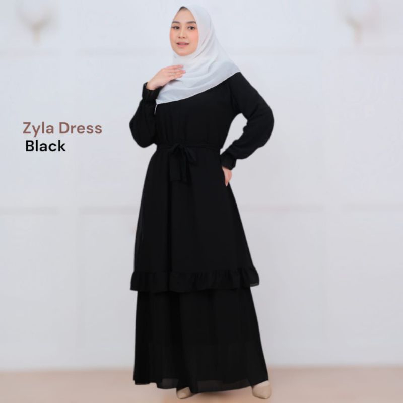 Zyla Dress Gamis Malaysia Model Terbaru Baju Muslim Polos Busui friendly