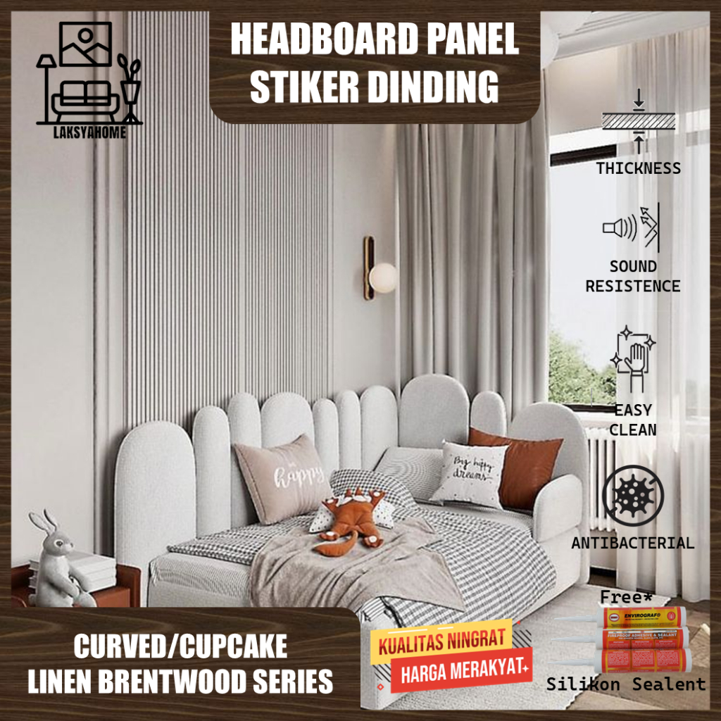 Headboard Panel Dinding 20x60 Cupcake Linen Brentwood Series Dekorasi Tempat Tidur & Wallpaper Dindi