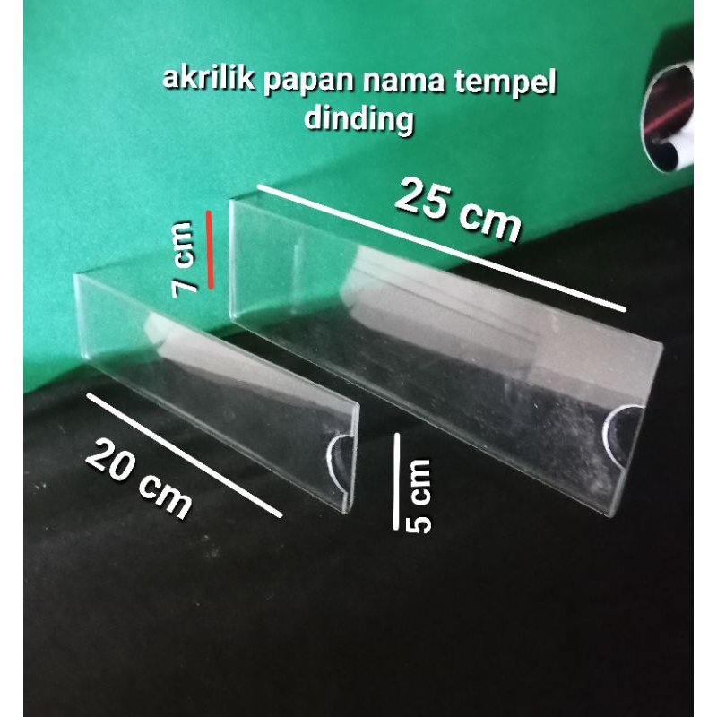 

akrilik papan nama tempel dinding uk 7 x 25 cm/ 5 x 20 cm tebal 2 mm