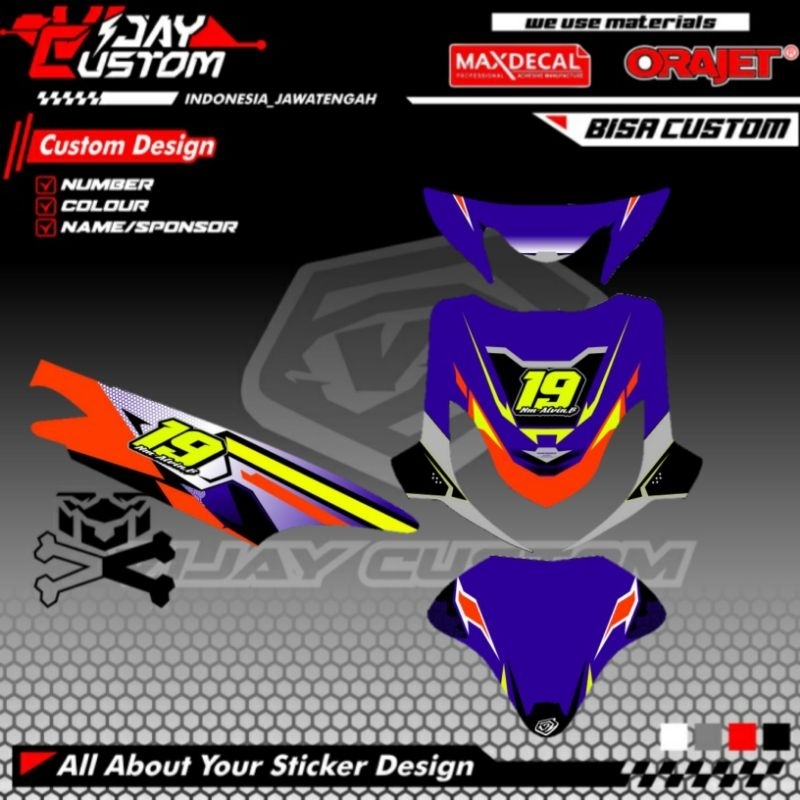 Decal Striping Stiker Sticer Motor Yamaha Mio Sporty Smile Full Bodiy Custom Riquest Motif Road Race
