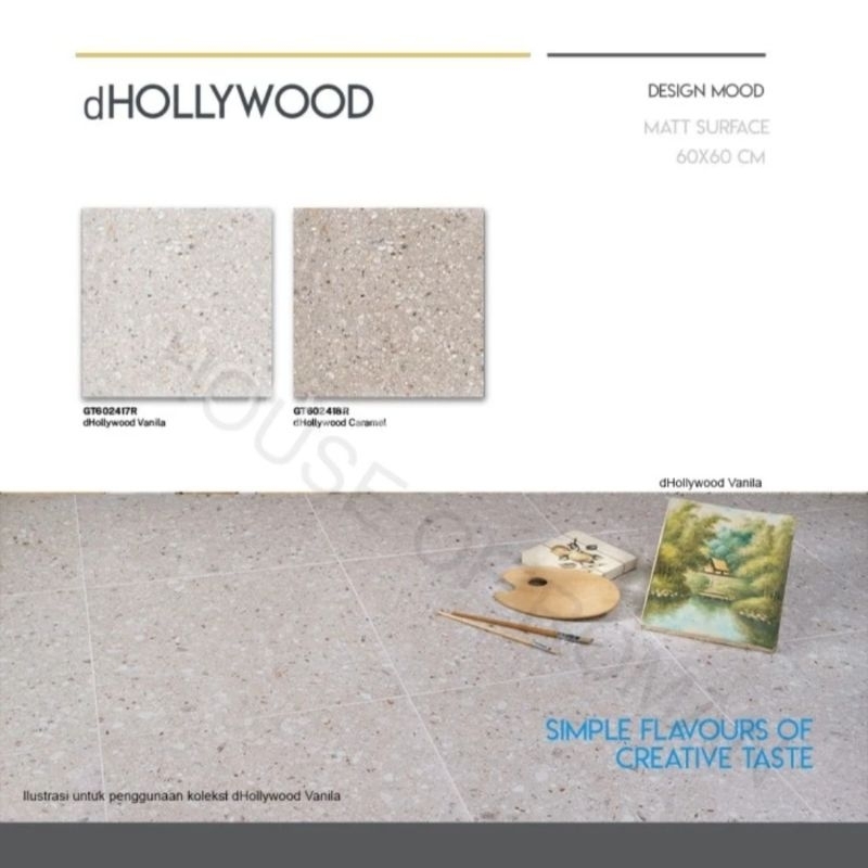 Roman Granit 60x60 dHollywood Series (Design Mood) / Keramik Lantai Vintage / Granit Terazo / Kerami