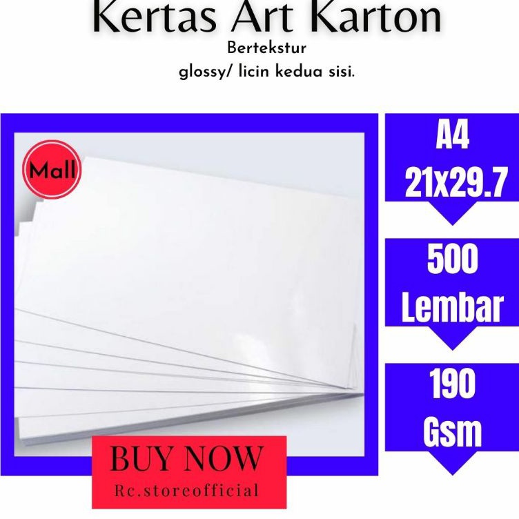 

5 Lembar 1 Rim kertas art karton 19gsm glossy L6HSU7249