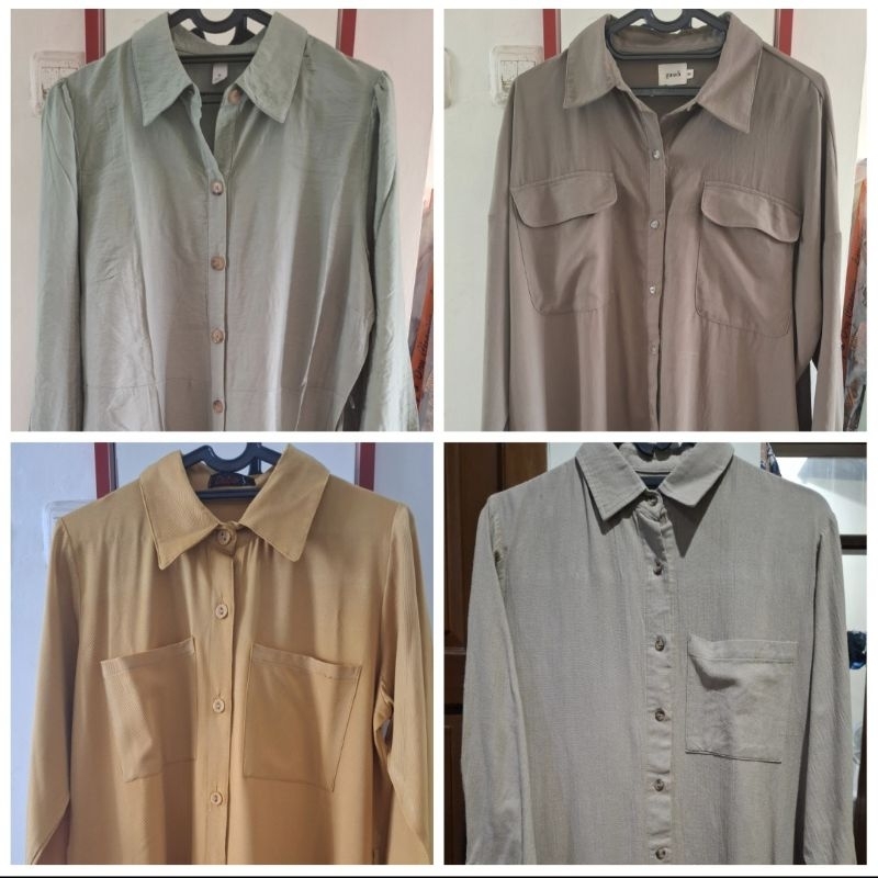 Tunik linen polos kancing depan