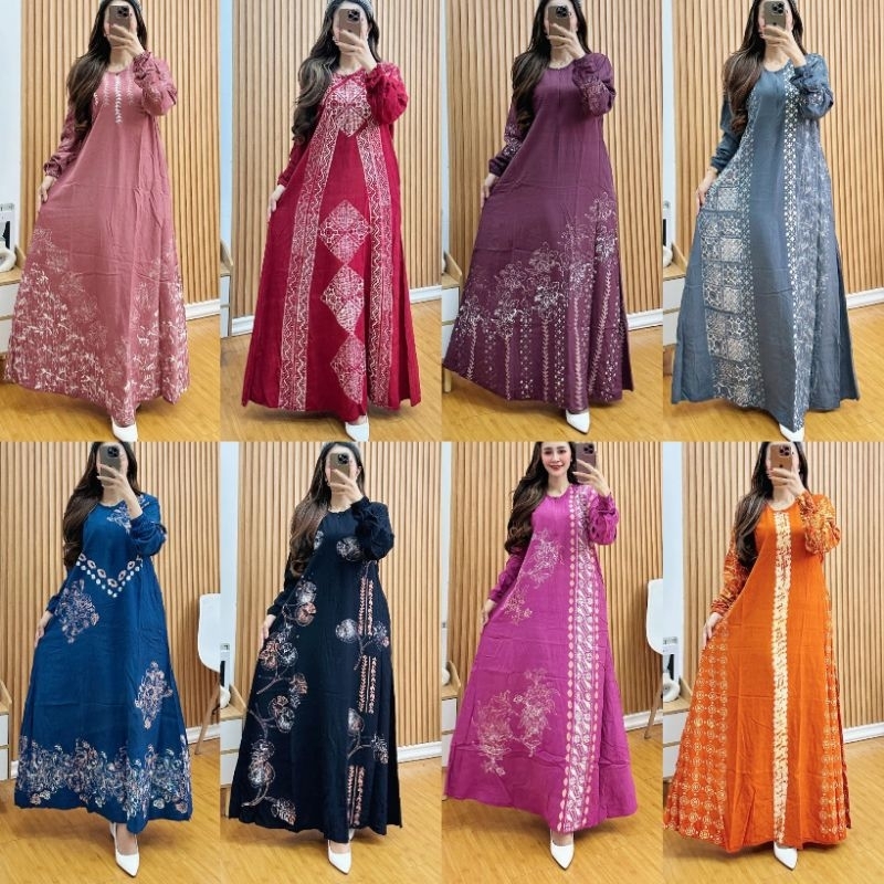 gamis batik malaman cap