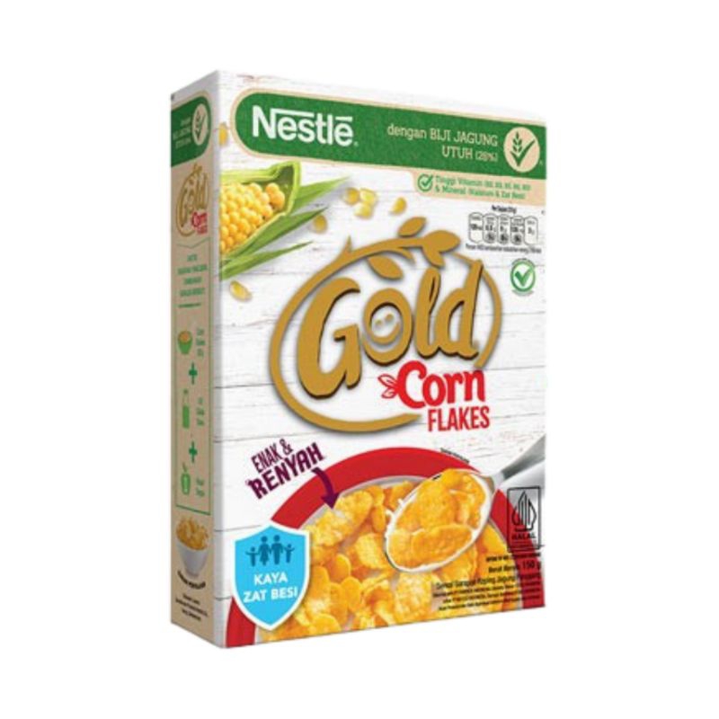 

Nestle Gold Corn Flakes 150 gram Whole Grain Guaranteed Cereal jagung sarapan sehat