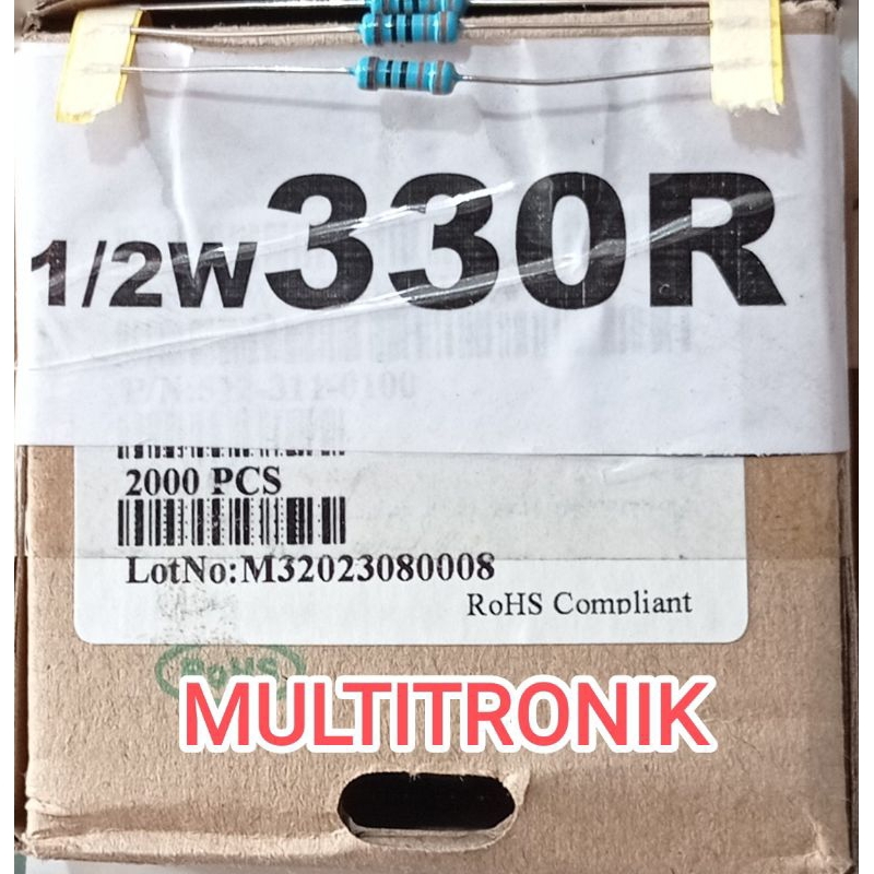 RESISTOR 330R 1/2WATT 1%  RESISTOR 0.5WATT 330R (330 Ohm) METAL FILM TAIWAN