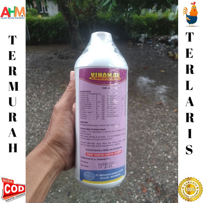 VINOMAS 1 Liter Vitamin B Komplek Asam Amino Cair Pemacu Pertumbuhan Ayam Bebek Unggas Hewan Ternak