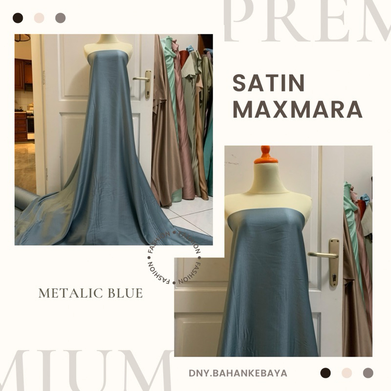 Kain Furing Kebaya Satin Silk Maxmaraa Premium Warna Metalic Blue