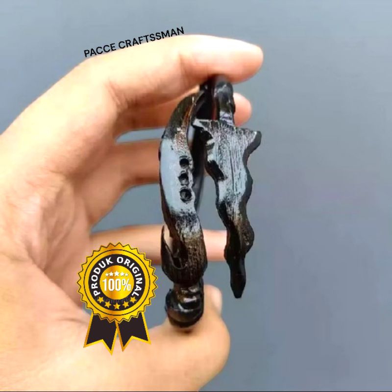 Gelang akar bahar hitam ukir kujang keris 100% original