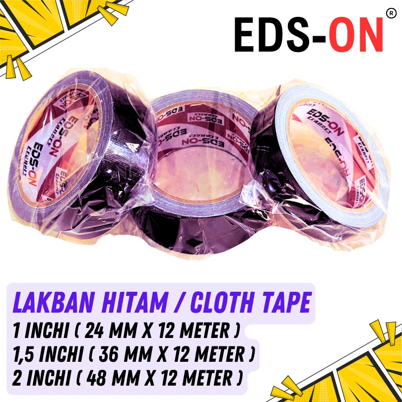 

SELOTIP LAKBAN HITAM / LAKBAN HITAM / CLOTH TAPE MERK EDS-ON