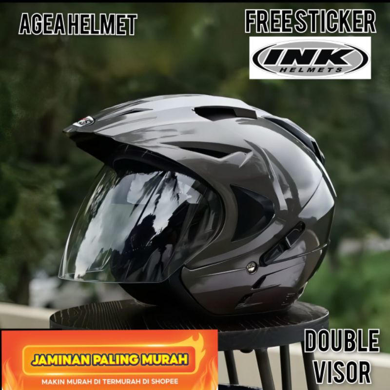 helm helem INK double visor half face pria wanita dewasa double kaca terbaru keren murah SNI warna g