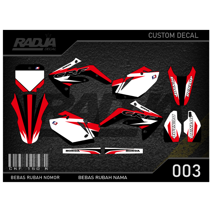 DECAL STICKER CRF 150 R (003) DEKAL STIKER FULLBODY 150R MERAH KUNING HIJAU BIRU GOLD EMAS OREN ORAN