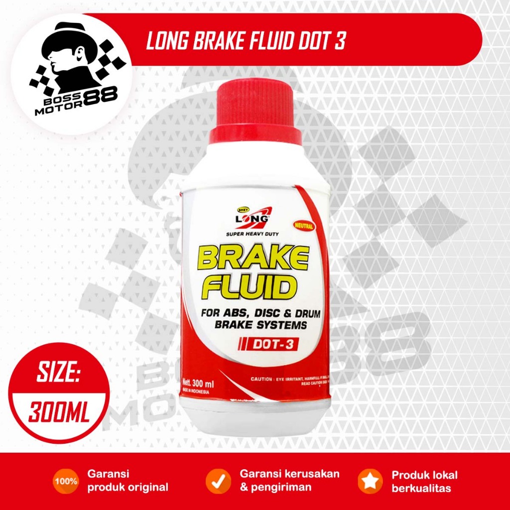 Long Brake Fluid Dot 3 300ml Minyak Rem Motor Mobil Warna Merah Putih Original