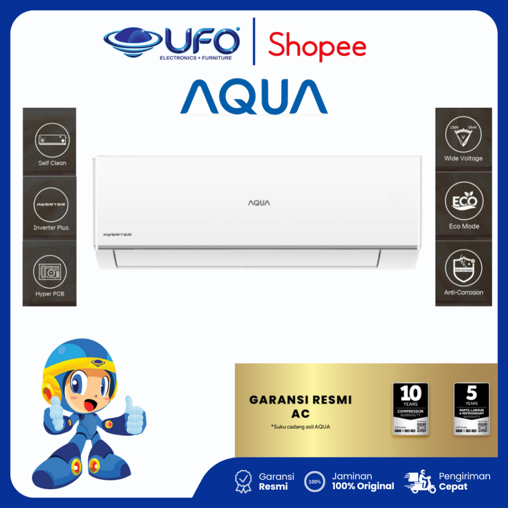 AQUA AQAKR9VQC(L) AC SPLIT INVERTER 1 PK SELF CLEAN