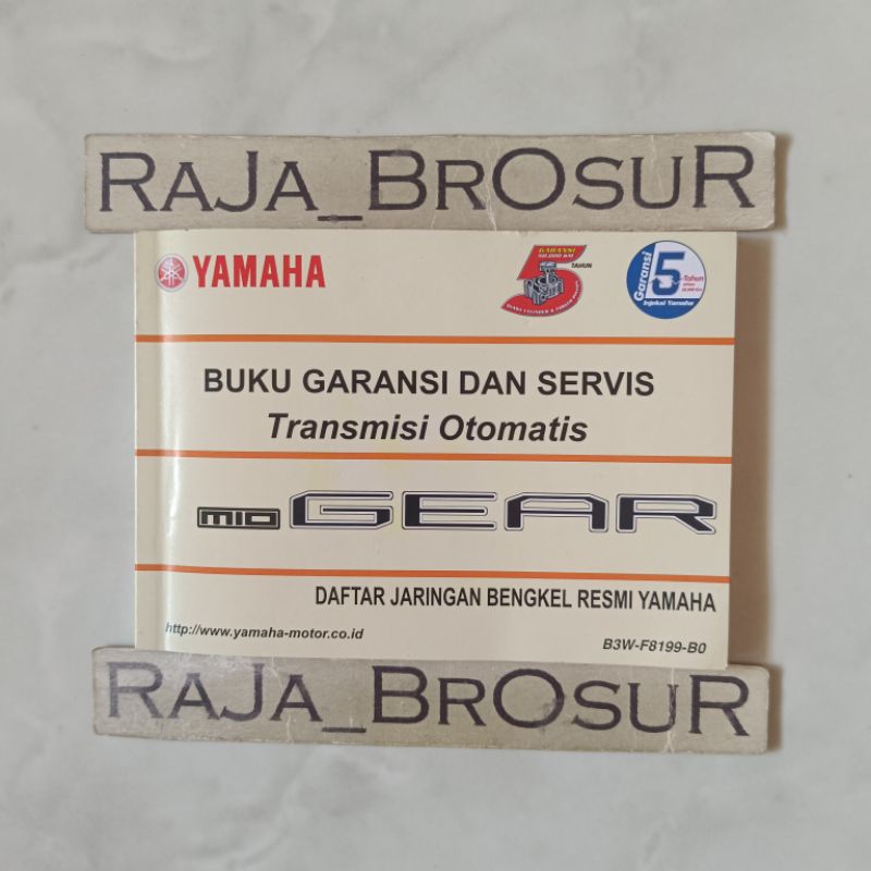 Buku garansi dan servis transmisi otomatis/Manual book Yamaha Mio Gear 125 Gear125 B3W 2020-Sekarang