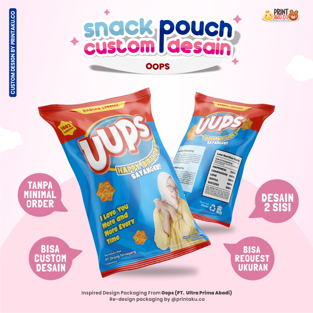 

Bungkus Kado Custom | Snack Custom Foto Teks Bungkus Kado Pouch Jumbo | Series OOPS