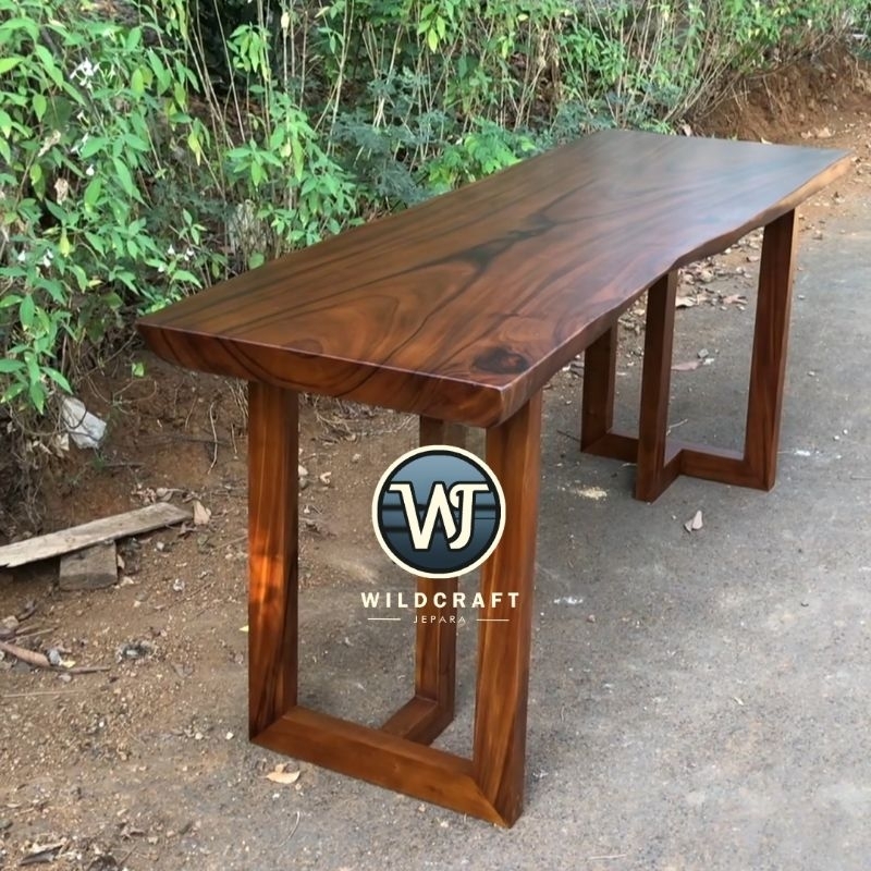 MEJA KANTOR MEJA KERJA MINIMALIS PANJANG 2 METER KAYU TREMBESI SOLID