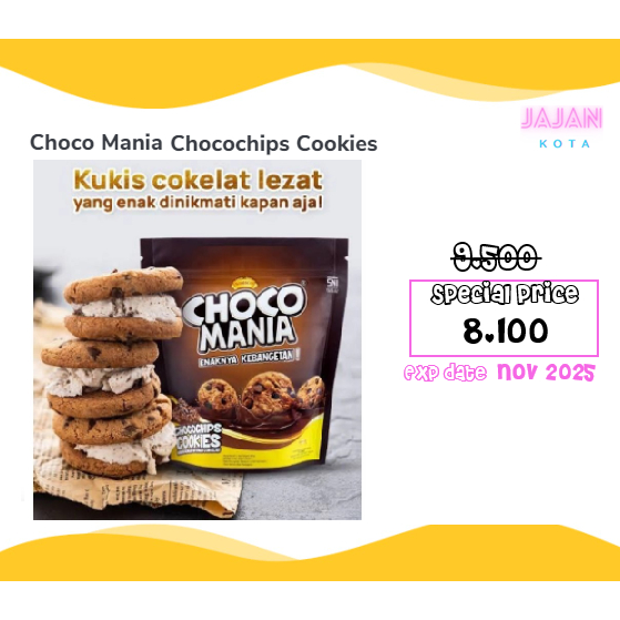 

Choco Mania Chocochips Cookies 69 gram