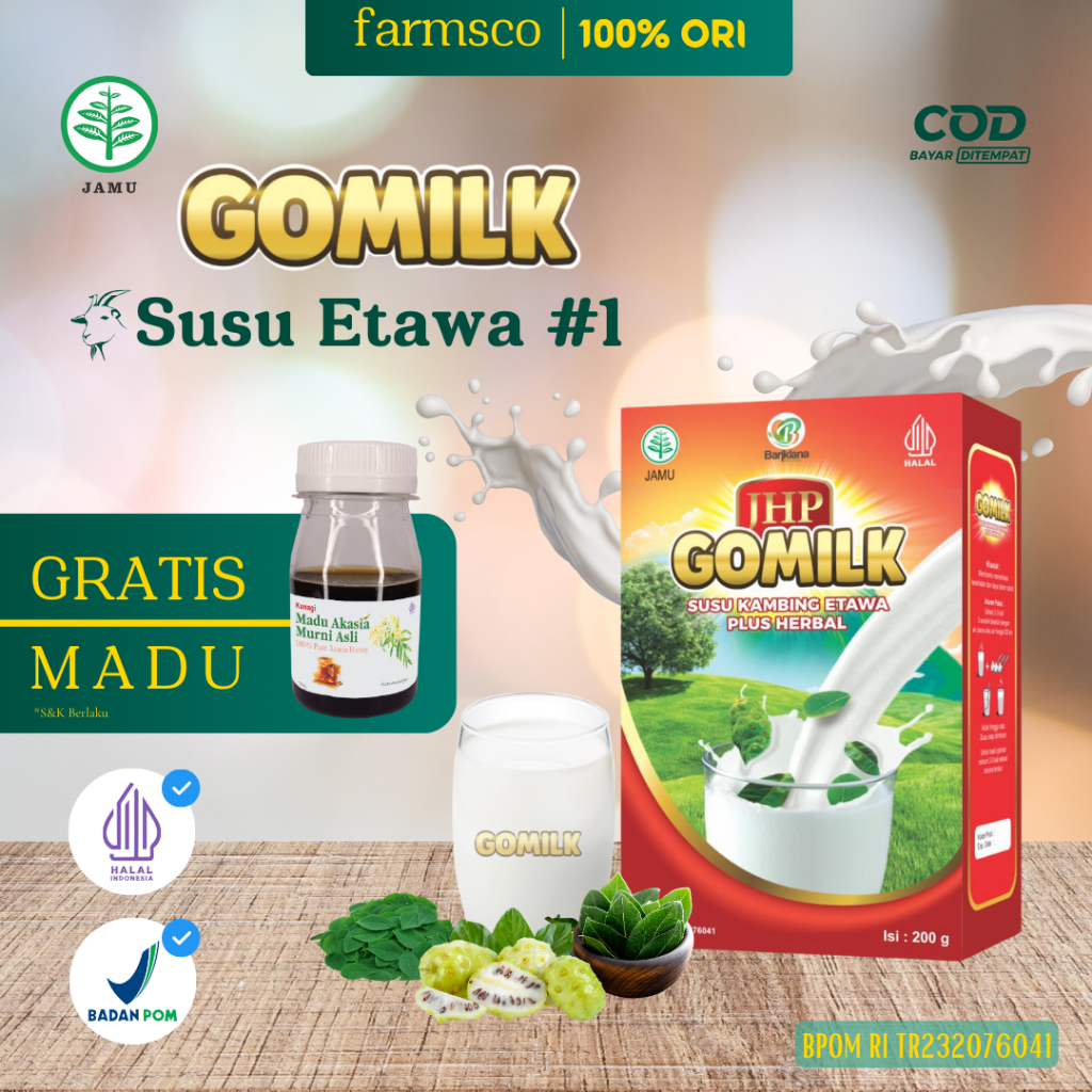 

Susu Etawa Gomilk plus Ekstrak Herbal untuk Perbaikan Kesehatan dan Daya Tahan Tubuh