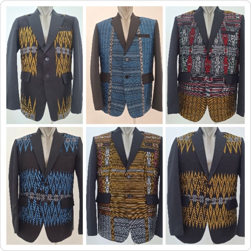 Jas ulos Sumatera / Jas tenun ulos / Jas ulos tenun kombinasi superblack / Jas pria motif ulos kombi