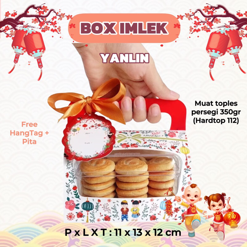 

YANLIN | Box Hampers Toples Persegi 350gr Imlek Kotak Gift Sincia Packaging Toples Kue Kering Chinese New Year CNY