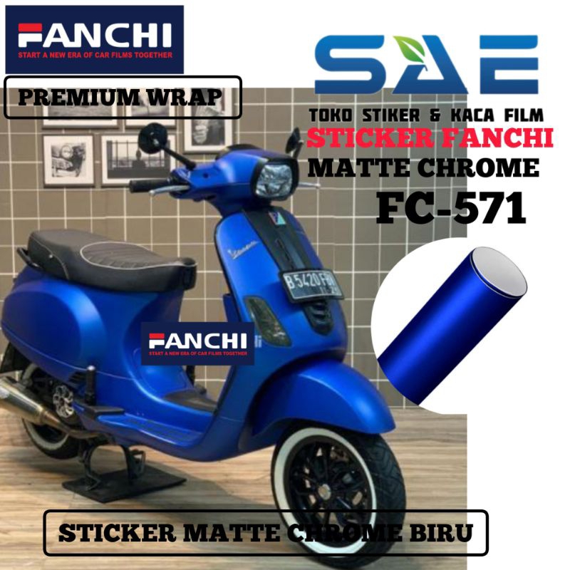 Skotlet Biru Tua Doff Matte Chrome Blue Sticker Motor Fanchi Premium