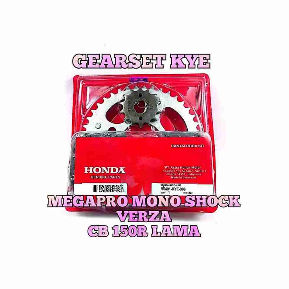 ASLI GEAR SET+RANTAI KODE-KYE ORI HONDA MEGAPRO/VERZA/CB 150 R LAMA KUALITAS ORIGINAL HONDA PRESISI