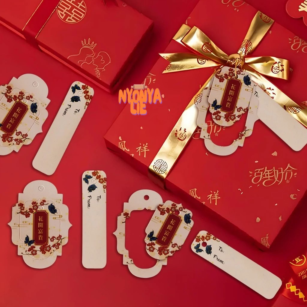 

HTI05 Hang Tag Imlek Glossy Chinese New Year Sincia FU BAHAGIA Gantungan Parcel Nyonya Lie