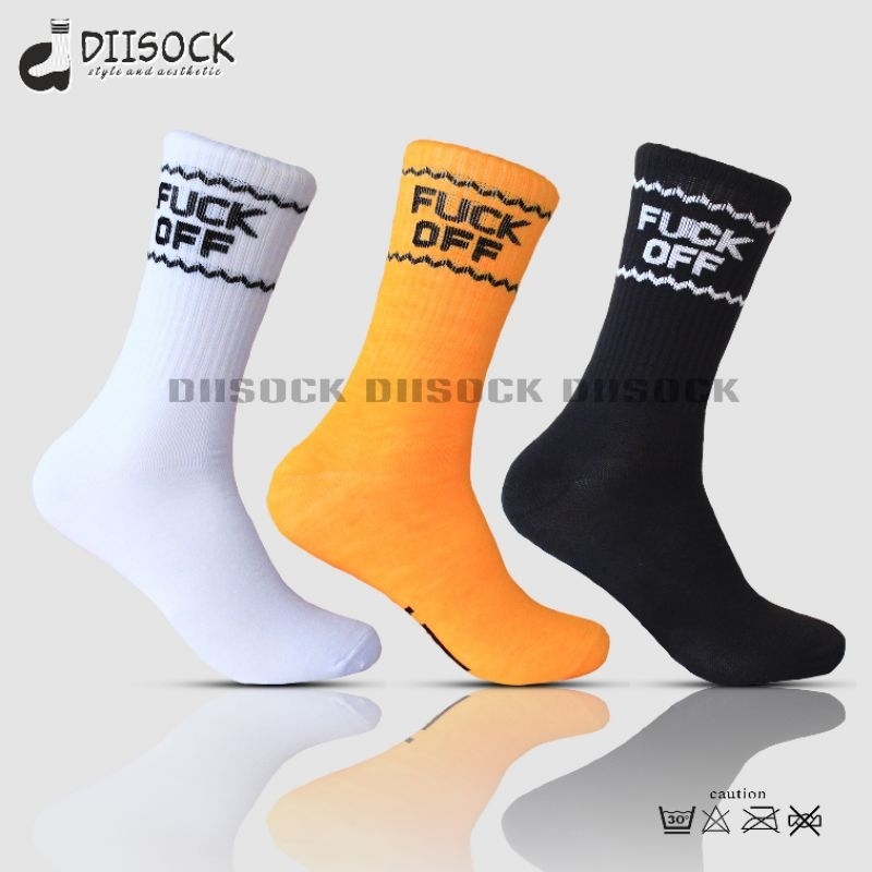 Kaos kaki motif Fuck Off panjang dewasa bahan tebal Murah bisa cod diisock