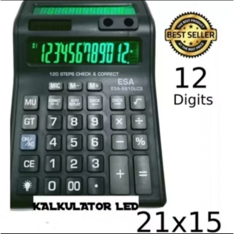 

KALKULATOR UKURAN JUMBO ESA 8810 LCS LAYAR LCD LED/KALKULATOR ESA 12 DIGITS CHECK CORRECT BESAR