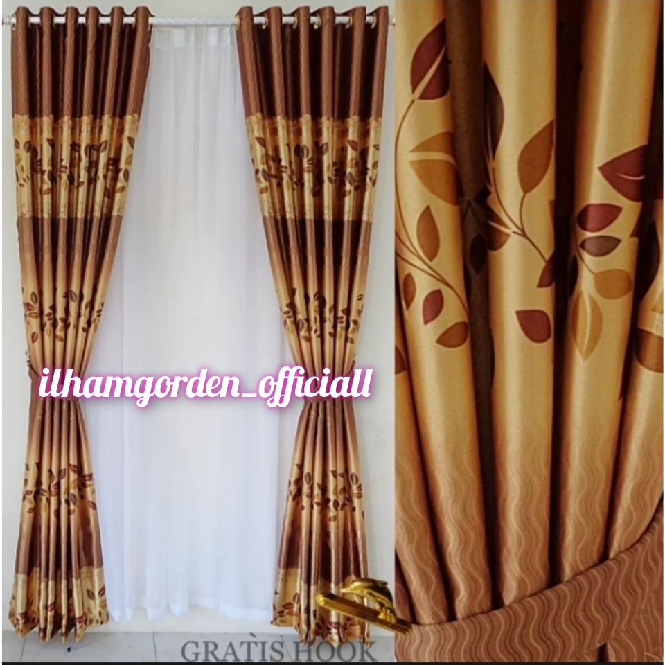 Gorden Pintu Kamar Tidur Blackout Import Printing Hijau Model Smokring
