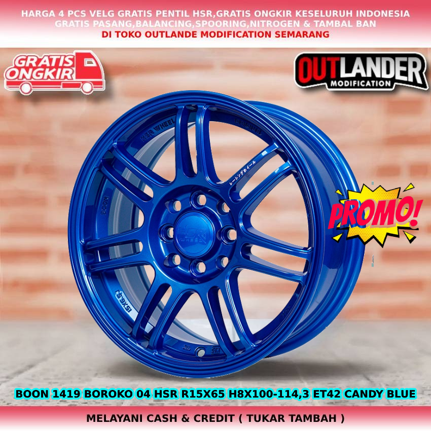 Velg mobil racing hsr boon r15 blue yaris baleno mobilio avega avanza livina confero hsr ring 15