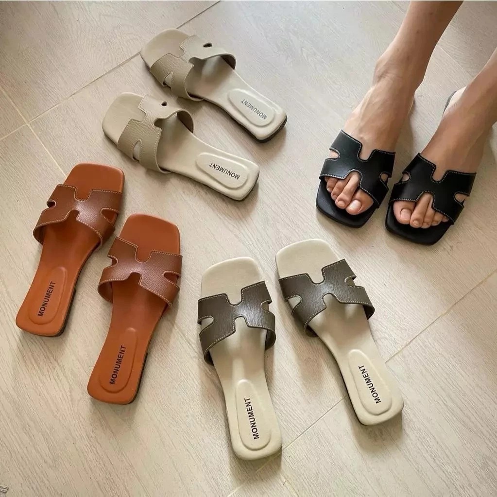 SANDAL WANITA SLIP ON TEPLEK KOREAN STYLE ELEGAN / FLATSHOES MURAH / SANDAL H SIMPLE PREMIUM
