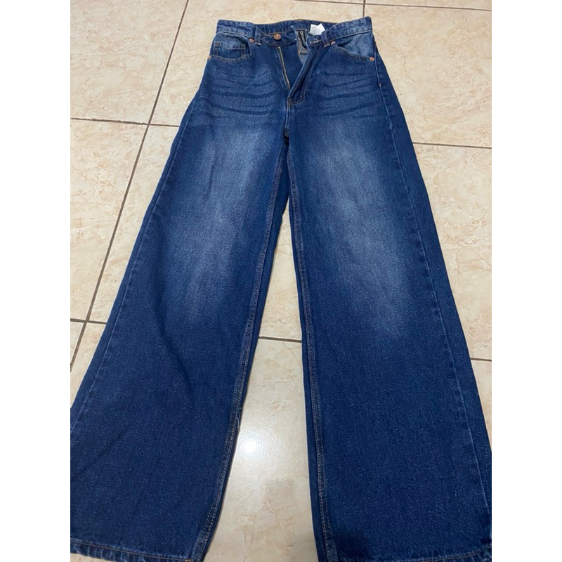 celana jeans h&m hnm highwaist wide  leg preloved