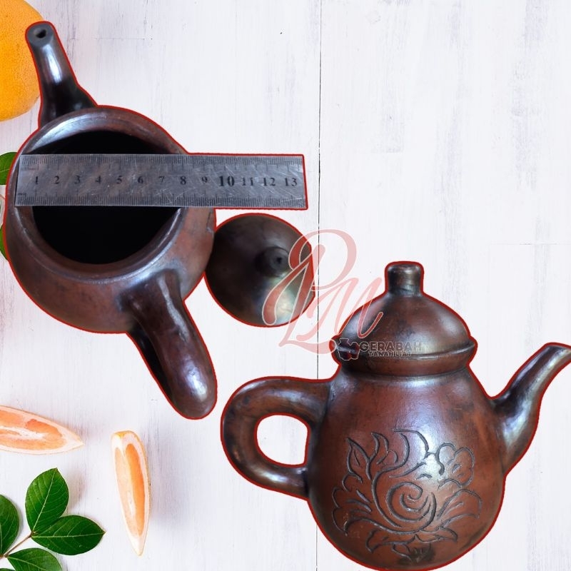 Poci Motif Mawar, Teko Teh Tanah Liat