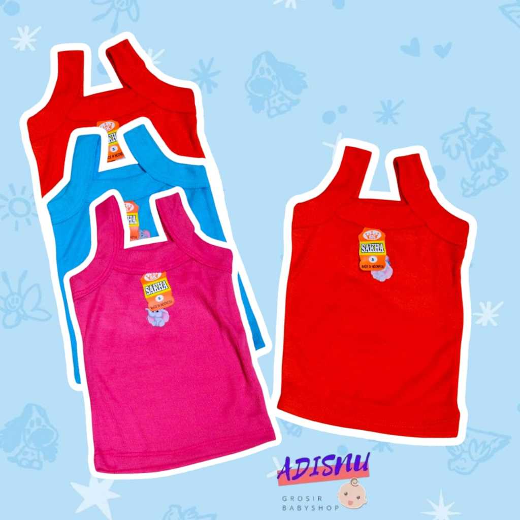 3pcs Singlet Bayi Anak Perempuan 1-5 Tahun Tanktop Gondil / Kaos Dalam Warna Motif Bordir Dan Polos
