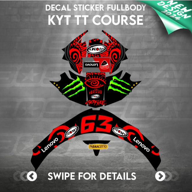 Sticker decal helm KYT TTCOURSE TTC TTCOURSE PECCO BAGNAIA 2024