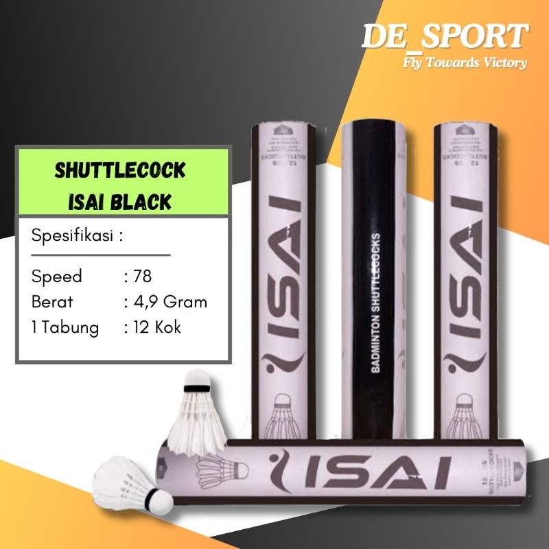 Shuttlecock Isai Black Speed 78 Kok Isai Black Shuttlecock Isai Hitam Shuttlecock Badmin Isai Black 