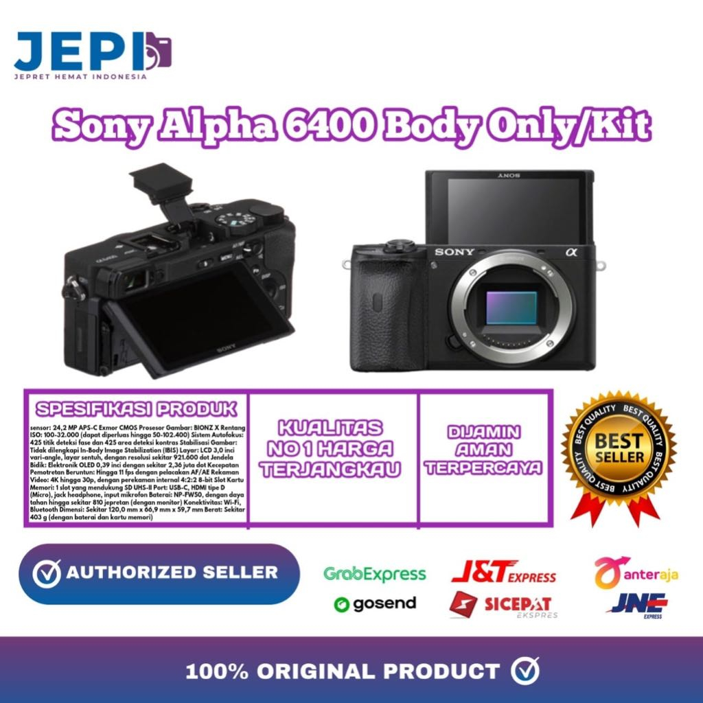 Sony Alpha 6400 / Sony a 6400 kamera mirrorels garansi resmi